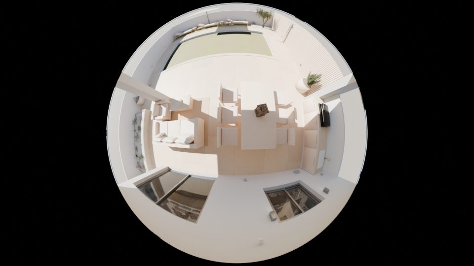 Kamerasicht K9 · AI 360 · unter dem Verandadach