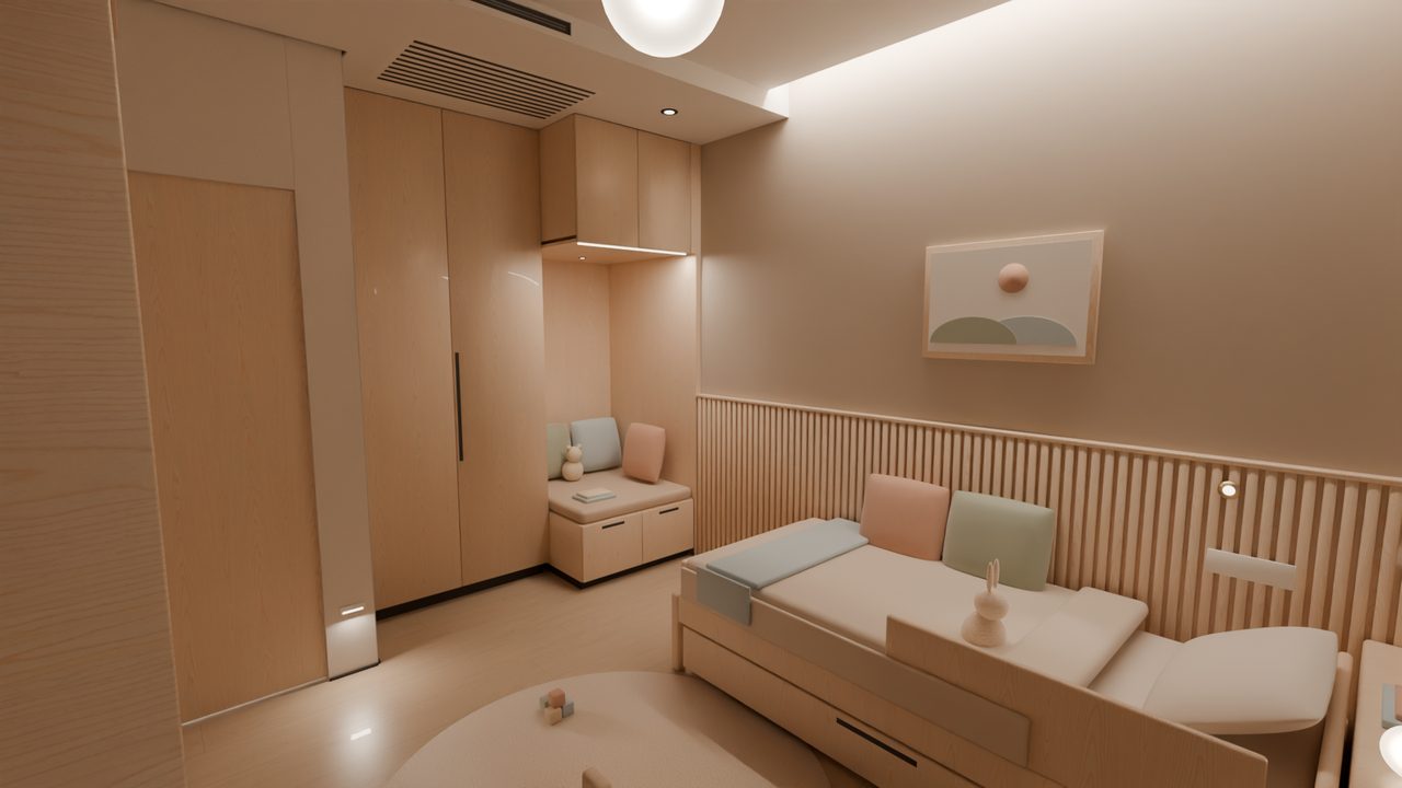 Kinderzimmer: Kinder Ecke Südwest · Abend