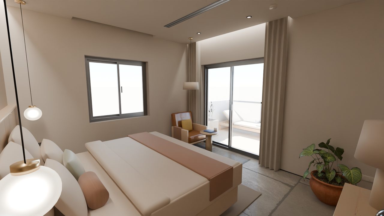 Master-Suite: Schlafzimmer Ecke Südost
