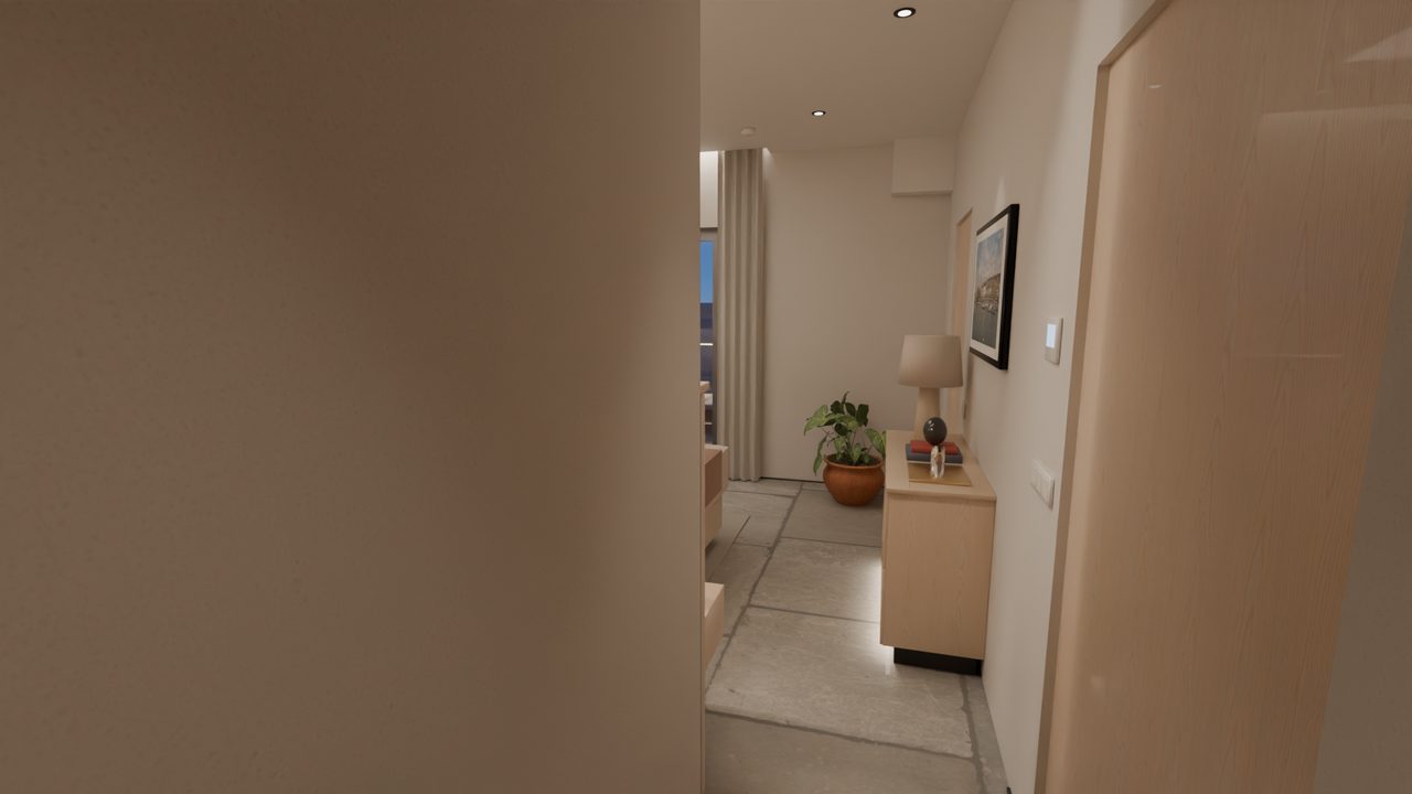 Master-Suite: Schlafzimmer Vorraum · Abend